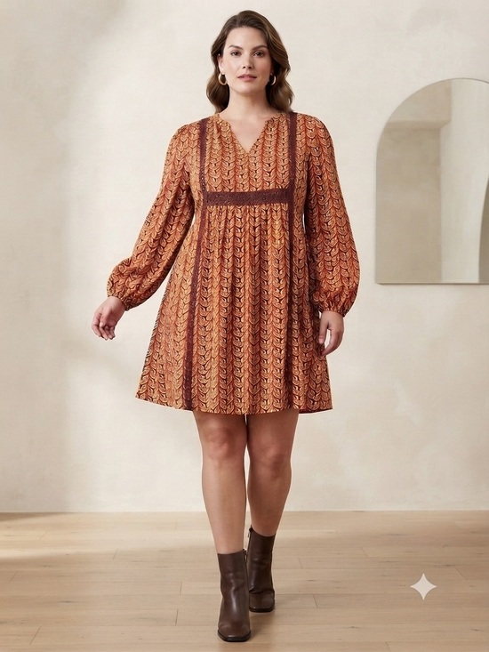 Suzanne Betro Dresses & Skirts - Suzanne Betro Burgundy and Burnt Orange V‑Neck Mini Dress